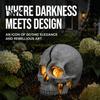 Broken Rebirth Sculpture Cracked Skull Garden Solar Light, Resin LED Statue Spooky Gothic Ornament Ornament, Halloween Decoration for Haunted