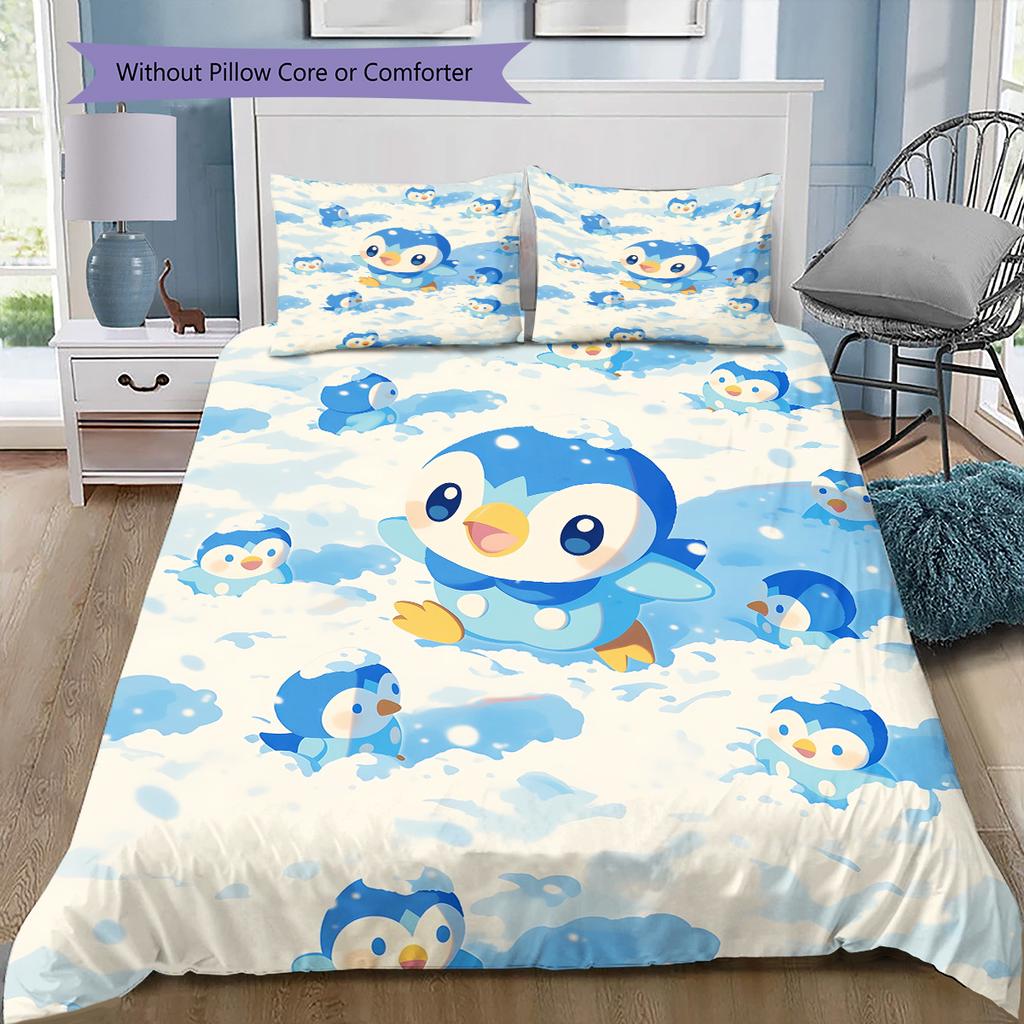 Pokemon Cute Art Bedding Set, 1 Duvet Cover & 2 Pillowcases, Suitable for Home Decor, Ideal Gift for Fans