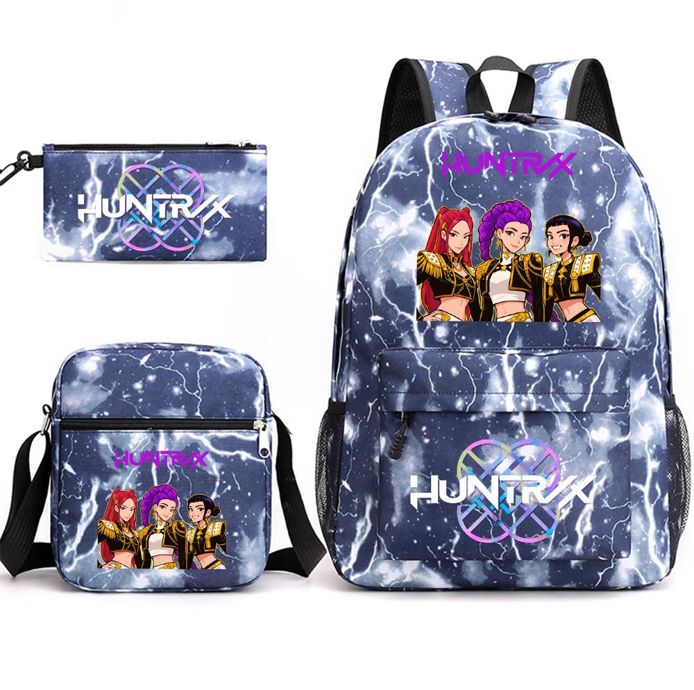 3Pcs/set Anime Printed Backpack with Shoulder Bag Pencil Case for Teenager Student Boy Girl SchoolBag Large Capacity Waterproof Bookbag Kid Gift