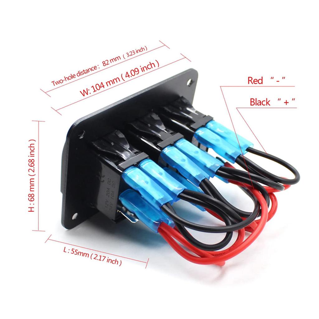3 Reihen Wasserdichter Bootsschalter Wippschalter 12/24V LED Schalterpanel Wohnwagen LED Schaltung