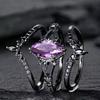 Luxe Mode Set Ring Gun Zwart Ingezette Gekleurde Diamanten Ring Europees en Amerikaans Ins Verlovingssieraden Damesring