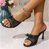 Fashion Luxury Butterfly-Knot Ladies Pumps Slides Heels Sandals Female Round Toe Footwear Slip on Women Thin High Heels Shoes