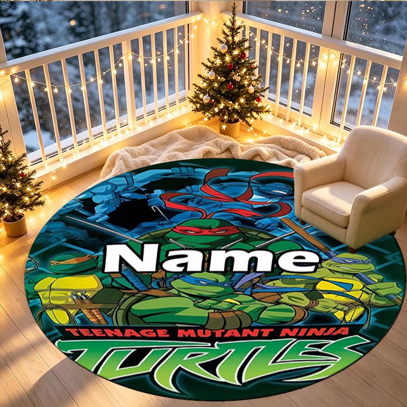 Custom Name Personalized Gamer Print Round Rug, Versatile Home Decor Carpet, for Playroom, Apartment, Balcony, Entryway, Hallway Gift