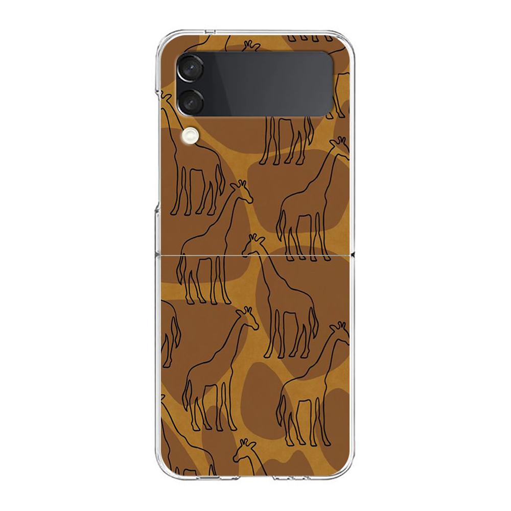 Giraffe Phone Case For Samsung Galaxy Z Flip 3 4 5 Hard Folding Clear PC Bumper For Samsung Z Flip3 Transparent Back Cover