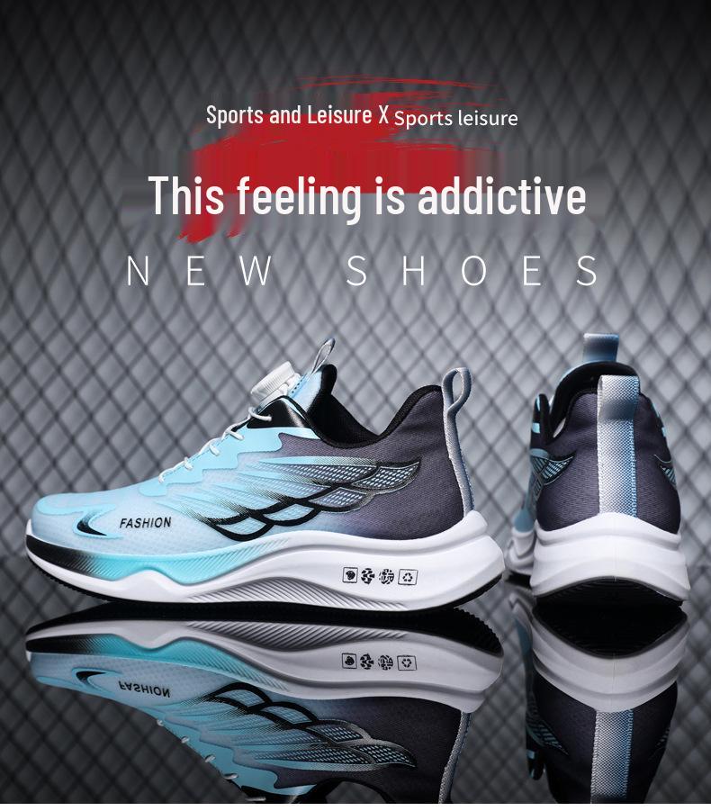 Men’s Summer Mesh Breathable Running Shoes with Rotating Buckle, Height-Boost, and Shock Absorption