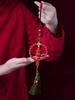 Emperor Sand Cinnabar Gourd Car Pendant - Handcrafted Fu Lu Double Pendant