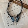 Zircon Rivets Gradually Change Butterfly Necklace Women's New Personality Design Sense Summer Temperament Sweet Cool Hot Girl Wind Collarbone Chain