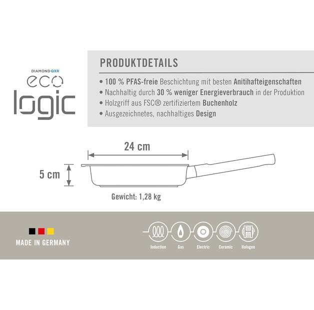 Сковорода чугунная индукционная Woll Eco Logic QXR 24 см с деревянной ручкой (524WLCI-Q)