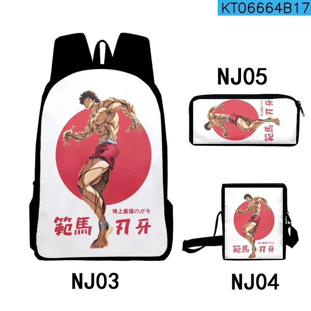 Classic Anime Yujiro Baki Hanma 3D Print 3pcs/Set pupil School Bags Laptop Daypack Backpack Inclined shoulder bag Pencil Case