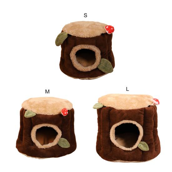Yousheng Hamster Nest Lovely Appearance Stump Design Flannel Comfortable Squirrel Bed Hammock for Small Animals
