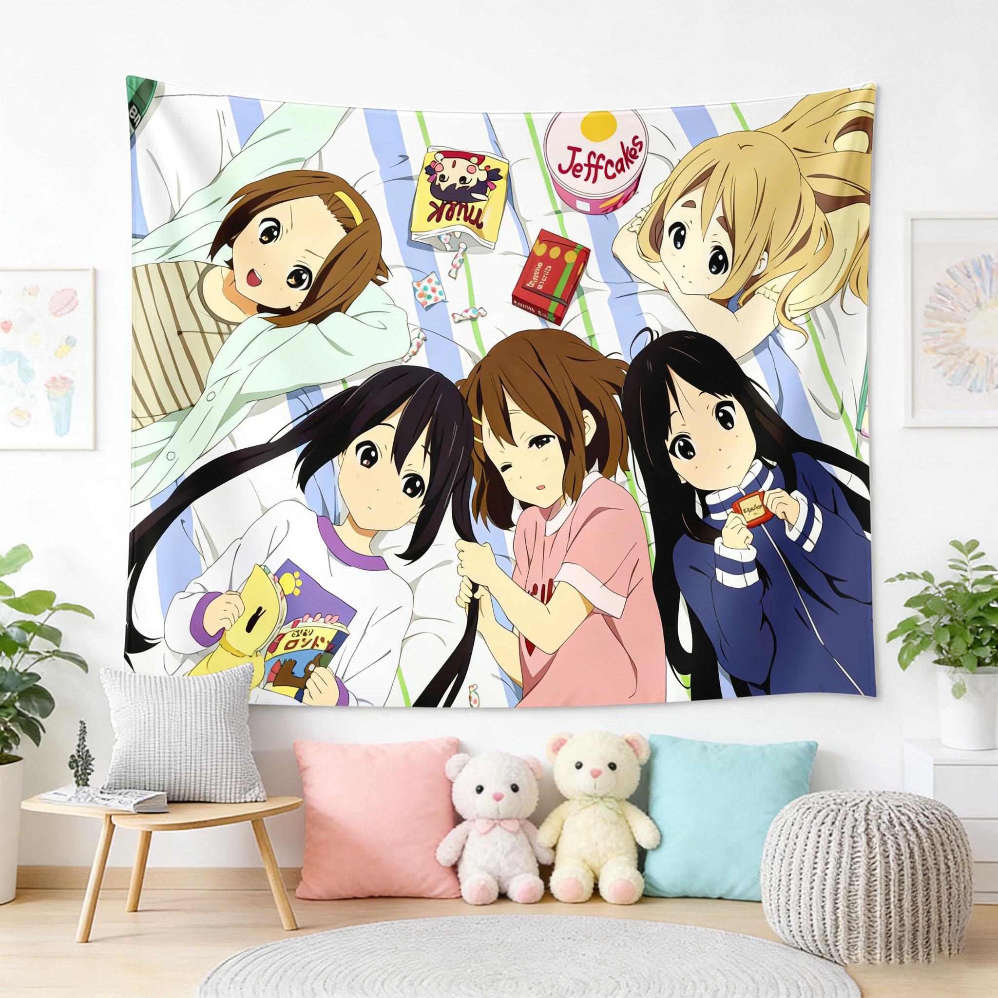 KOn Girls Иллюстрация Гобелен Аниме Арт Принт Настенное Полотно Идеально для Гостиной Вечеринки Домашнего Декора 74x94cm(29x37in)