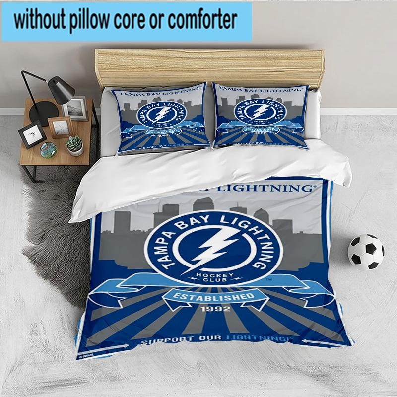 Tampa Lightning Logo 3PCS Bedding set,Ideal for 1pc Duvet Cover And 2pcs Pillowcases Perfect for Fan gift,Ideal for Bedroom, Dormitory