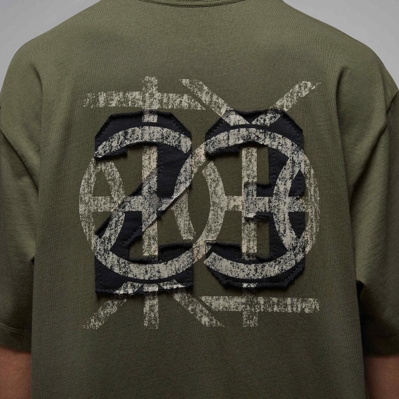 Jordan Dongdan 85 Sports Casual Breathable Round Neck Quick-Dry T-Shirt Men Tops Olive-Green HV1257222