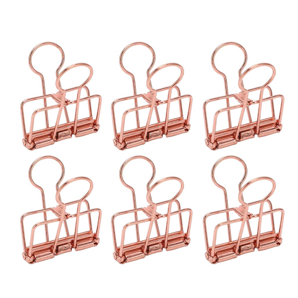 50Pcs Hollow Binder Clips Metal Paper Binder Clips for Documents Papers Test Reports Rose Gold