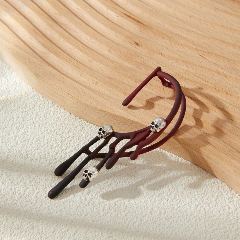 Skull Exaggeration Lava Earrings Gothic Single Ear Cuff Halloween Ear Clip  Costume Party