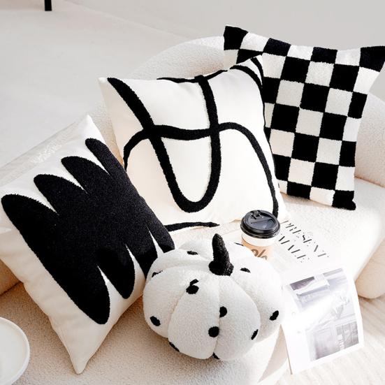 Throw Pillowcase with Hidden Zipper PP Cotton Filling Contrast Color Office Couch