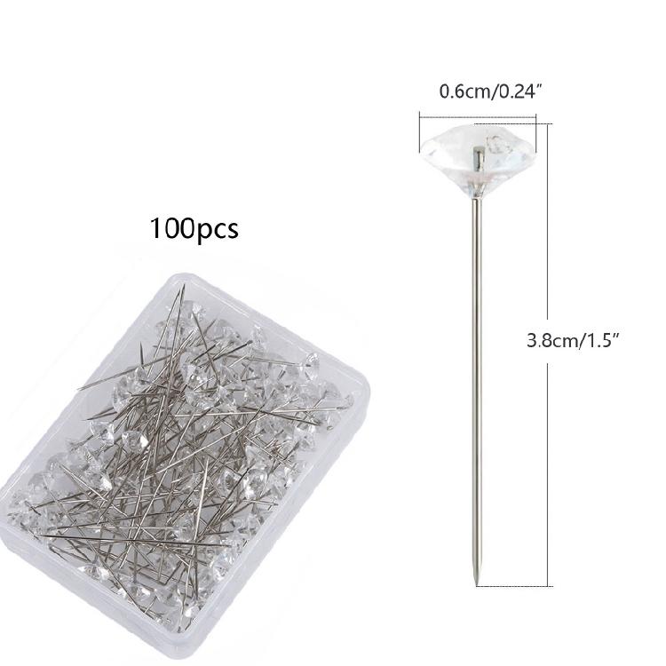 100 Stück Positionierungsnadeln Stecknadeln Kristall für Hochzeits Schmuck DIY Dekoration
