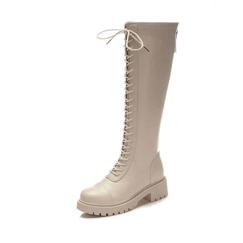 Knight boots women's autumn and winter new high tube casual leather boots women's thick heel velvet shoes children