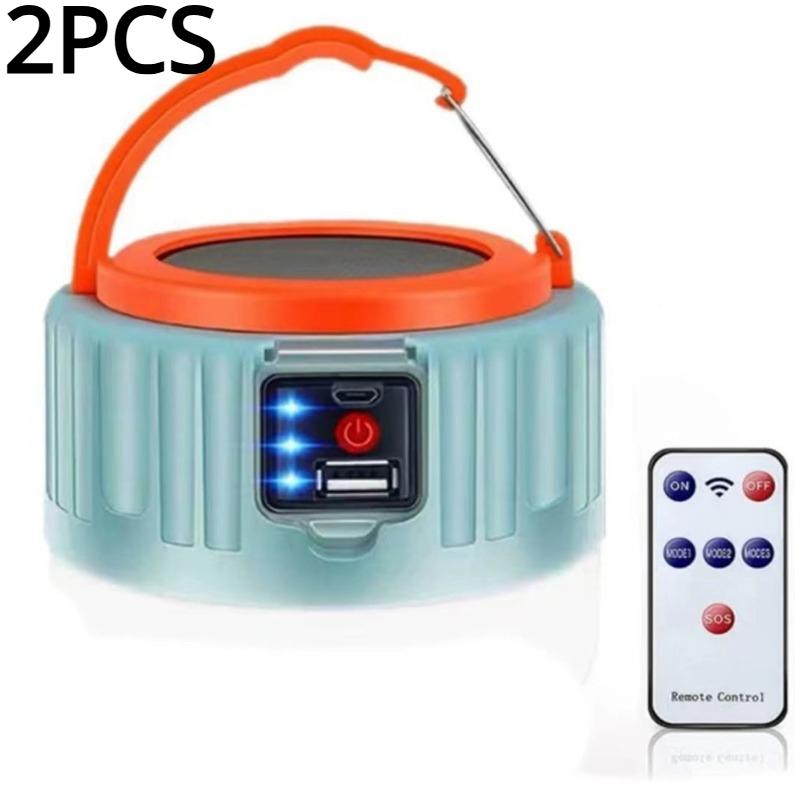 2PCS přenosná vysoce výkonná LED svítilna Campingové vybavení Solární nabíjecí lucerna USB žárovka Camping Stan Lampa Osvětlení Vodotěsné