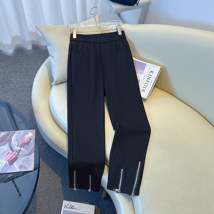 

Spring 2026 Plus Size Women s Double Zipper Straight Leg Jeans - Comfortable, Versatile, and Casual for 300 Jin Fat MM 5XL (160-180 Jin) чёрный