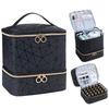 Double-Layer Makeup and Nail Polish Storage Bag - Holds 30 Bottles, Fashionable Large Capacity Handbag for Manicure Tools.