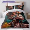 Black Women Pattern Bedding Quilt Set Quilt Cover Pillowcase Home Decoration Gift (1 * duvet cover + 2 * pillowcase, without core)