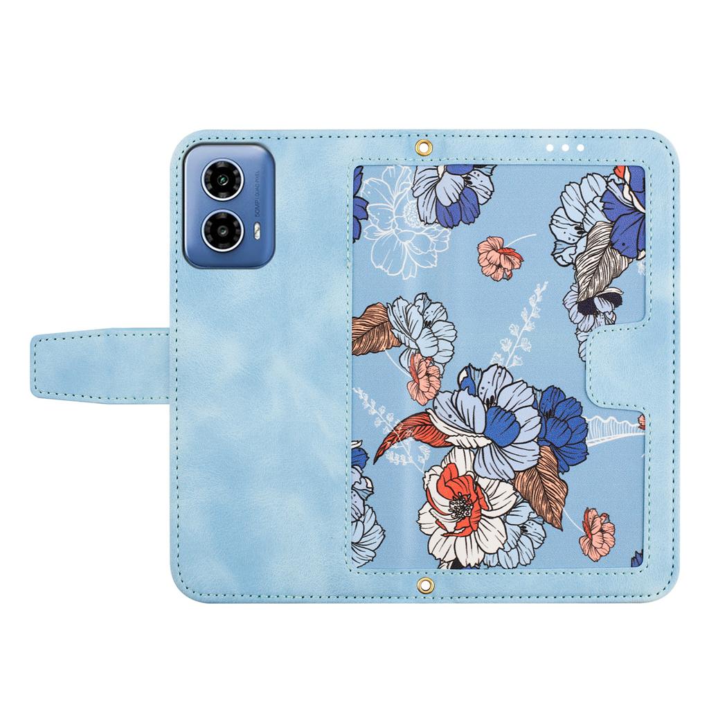 For Motorola Moto G 5G (2024) Case Flower Pattern PU Leather Phone Cover with Card Holder