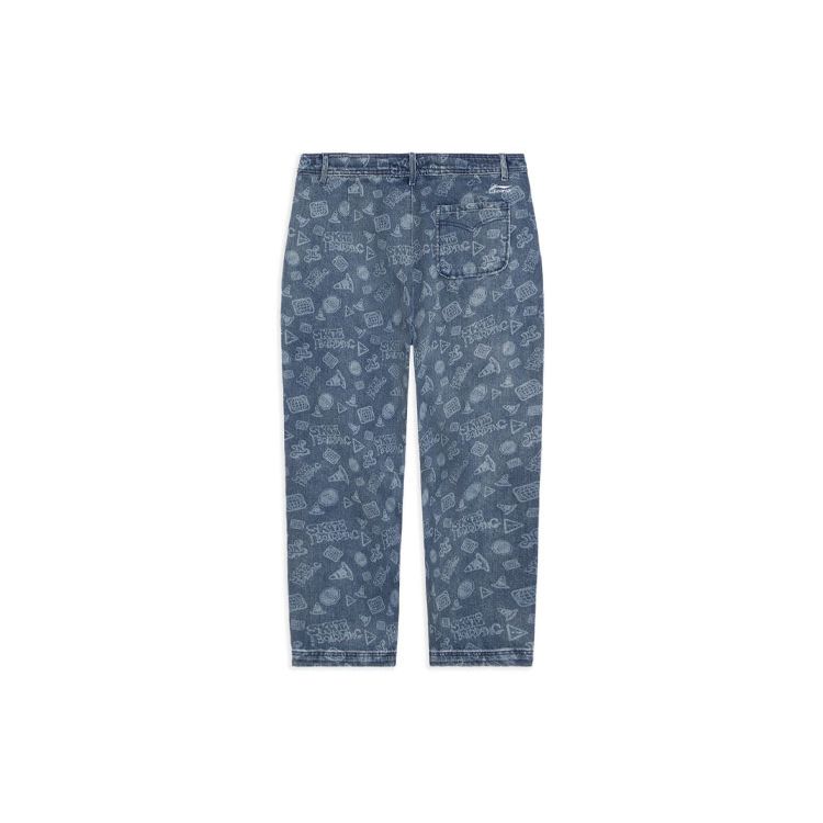 Li Ning Skateboard Series Straight Loose Wash Denim Pants Men Bottoms Light-Blue AJQS047-1
