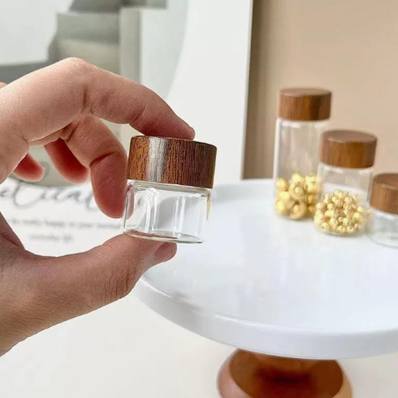 Mini Glass Bottles Airtight Jars for Kitchen Storage Coffee Beans Spices Candy Refillable Portable for Camping Picnic Office