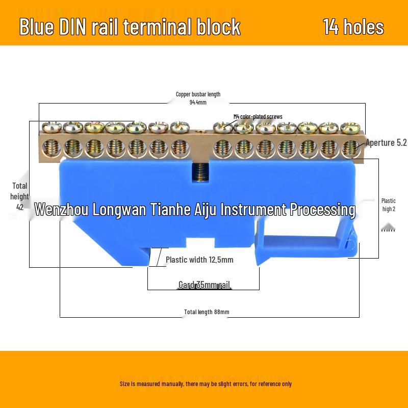 6-14 Hole DIN Rail Copper Busbar Distribution Box & Neutral Terminal Block