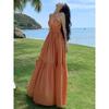French Vacation Neck Strap Halter Dress Long Dress To Ankle Long Beach Dress Long Dress Elegant