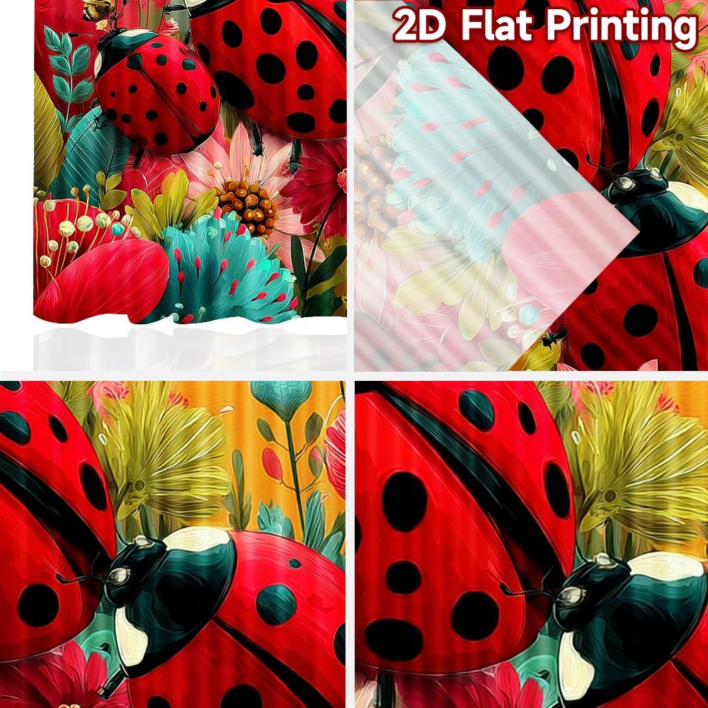2D flat printing 2pcs Curtain Curtains Spring Ladybugs Garden Digital Printed Polyester Drapes Birthday Party Perfect for Living