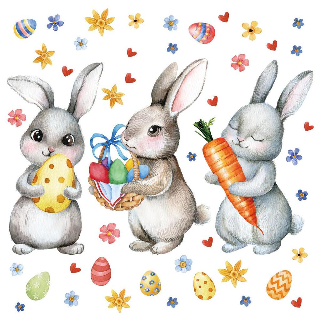 Easter Bunny Carnival Window Clings 2026 - New Style Stickers for Bedroom, Glass Cabinets, and Windows