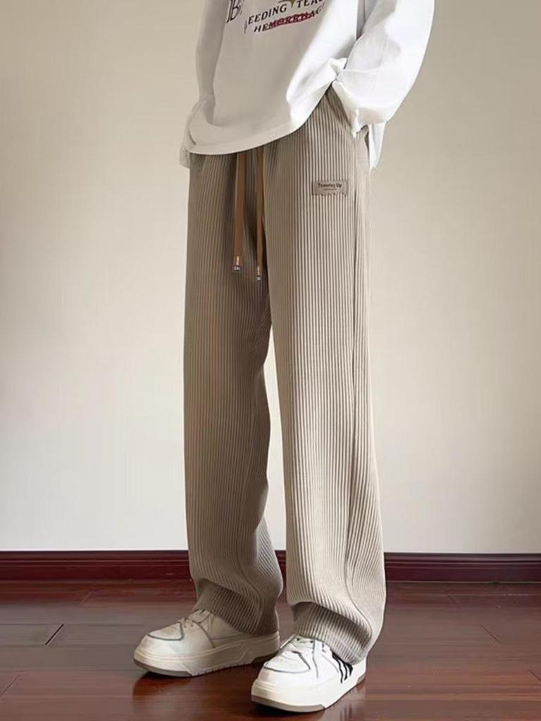 Men's Fleece-Lined Corduroy Wide-Leg Sweatpants for Fall and Winter