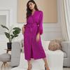 Elegantes Satin-Seiden-Pyjama-Set für Damen: Sommer-Feder-Bademantel, Langarm-Oberteil, Camisole & Hose - 1019