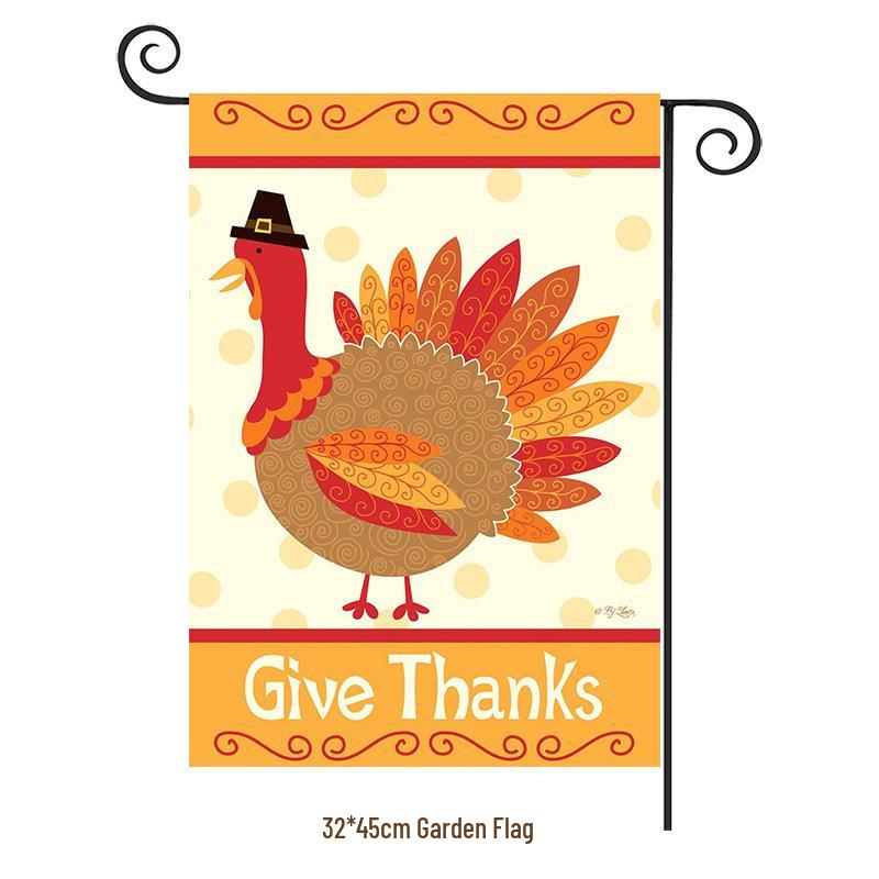 Turkey Yard Decoration Flag: Halloween Pumpkin & Thanksgiving Festival Garden Flag