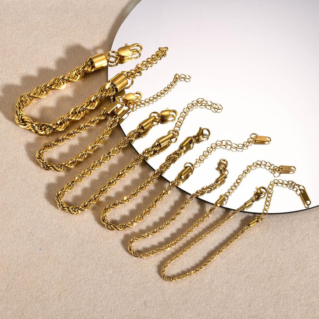 Fashion Accessories, Stainless Steel Twist Bracelet Bracelet 18K Gold Women'S Jewelry