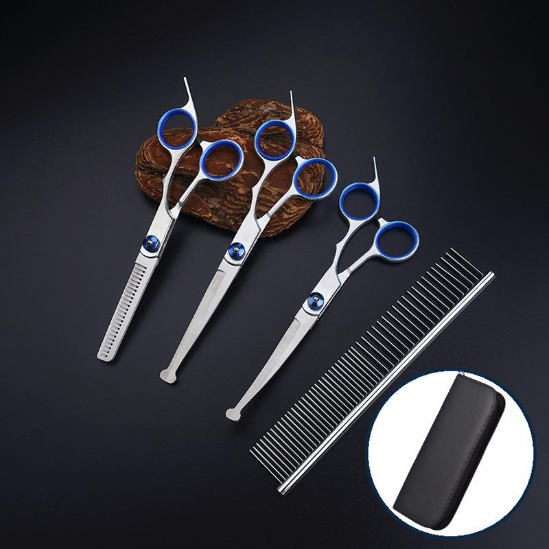Professional Pet Grooming Scissors Set: Curved Trimming Shears for Dog Hair & Teddy Cuts