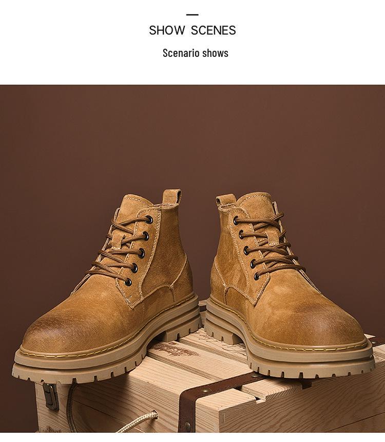 Men's High Top Matte Leather Martin Boots - Outdoor Work & Hiking Casual Boots for Autumn & Winter.