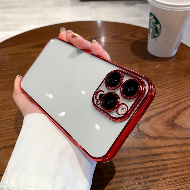 Luxury Plating Transparent Case For Iphone 14 13 12 11 Pro Max X Xs Xr 7 8 Plus Se Camera Glass Defender Shockproof Square Cover