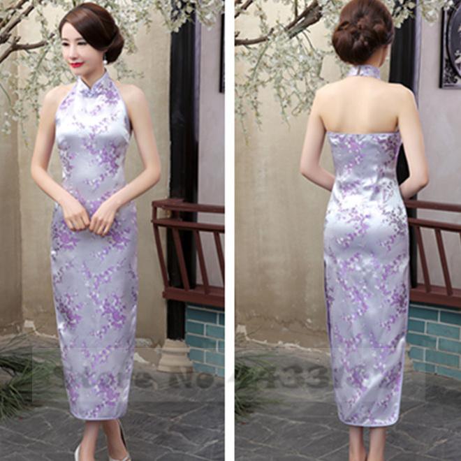 Sexy Backless Sleeveless Cheongsam Female Retro Classic Brocade Chinese Qipao Dress Plus Size Dragon and Phoenix Vestidos