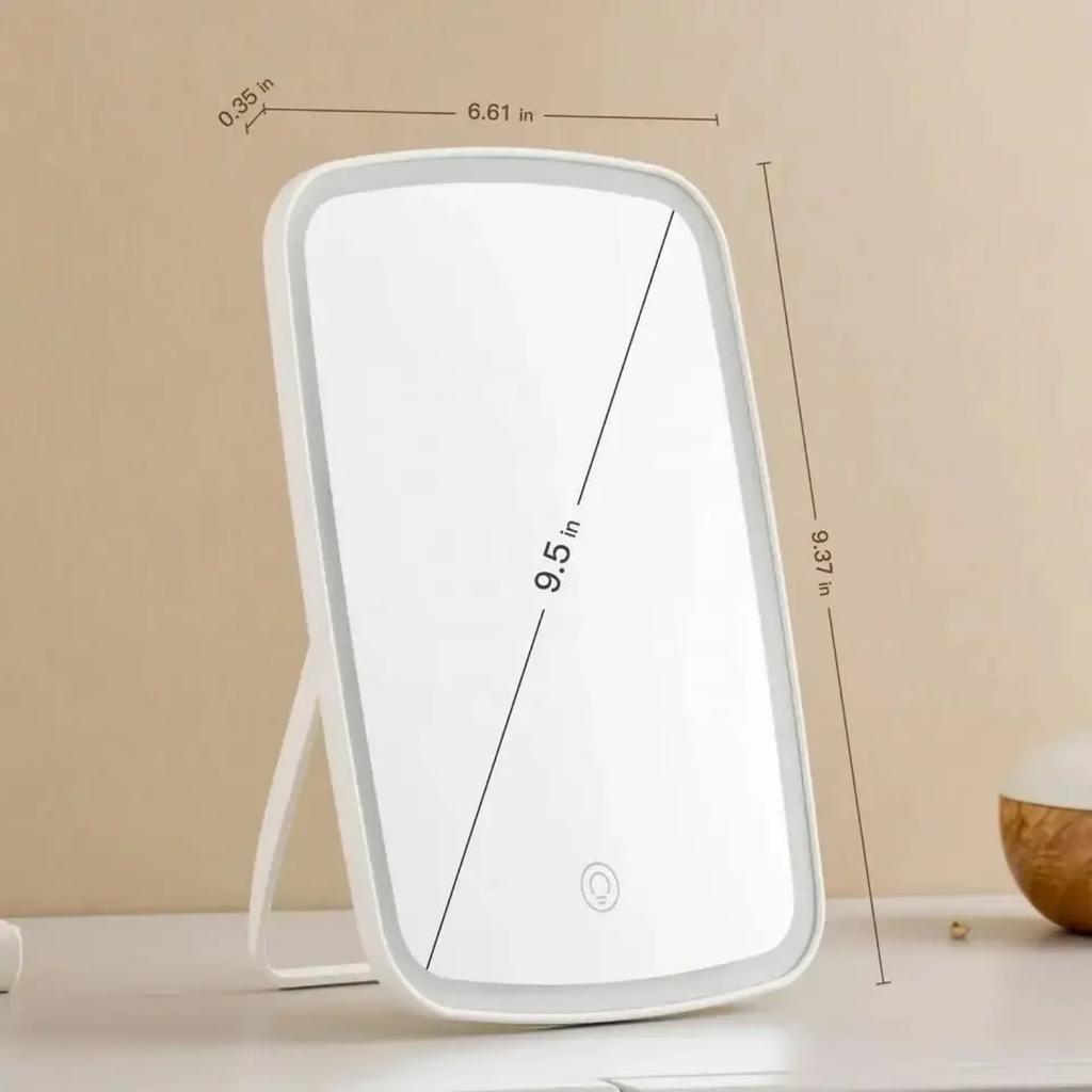 Specchio da tavolo con regolazione dell'angolo di 120°, a LED, con luce, portatile, pieghevole, per il trucco, per dormitorio, da tavolo, portatile, per vestirsi
