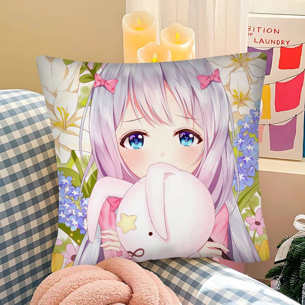 Anime Girl Izumi Sagiri Pillow Case Fashion Square Pillowcase Bedroom Sofa Room Ins Decoration Leisure Cushion Cover
