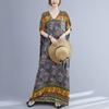 Dimanaf 2024 Plus Size Dress Women Summer V-Neck Sundress Bohemian Floral Print Loose Big Oversize Maxi Dress 5130