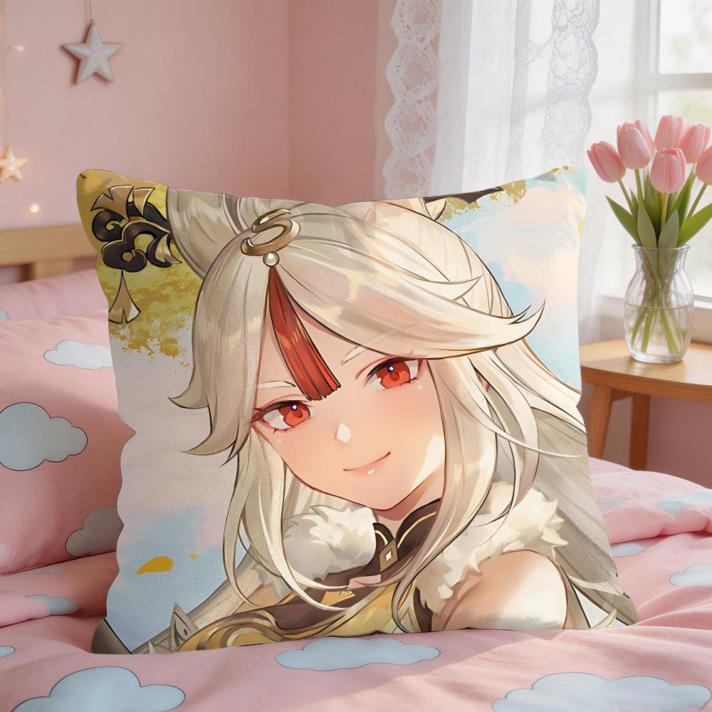 Ningguang Genshin Impact Cushion Cover Square Short Plush Pillow Case Living Room Sofa Home Decor Funda X