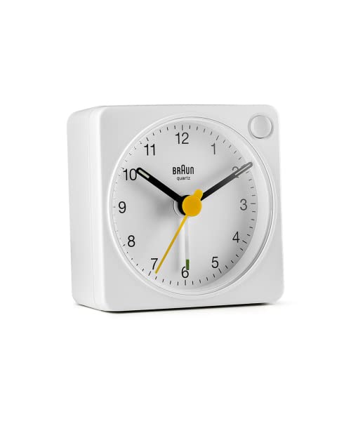 Table Clock Alarm Clock with Light BC02XW Classic Analog Alarm Clock Genuine Imported Product White Table Clock BRAUN/Brown
