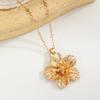 Golden Dopamine Style Flower Pendant Necklace for Women New Trend Wrinkled Choker Wedding Gifts Accessories