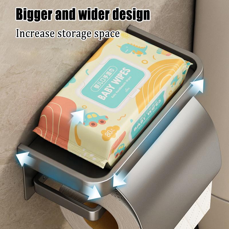 1Pc Wall Mounted Aluminum Tissue Holder - Drill Free, Easy - Install Roll Paper Rack for Bathroom & Kitchen Home Organization