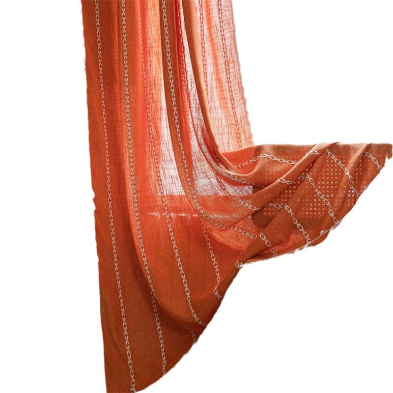 Luxuriöse gestreifte Handwerker-Vorhänge - Smaragd & Elfenbein Handbestickte Volant Transparenter Leinen für Gourmet-Küchen & Architektonische Erkerfenster