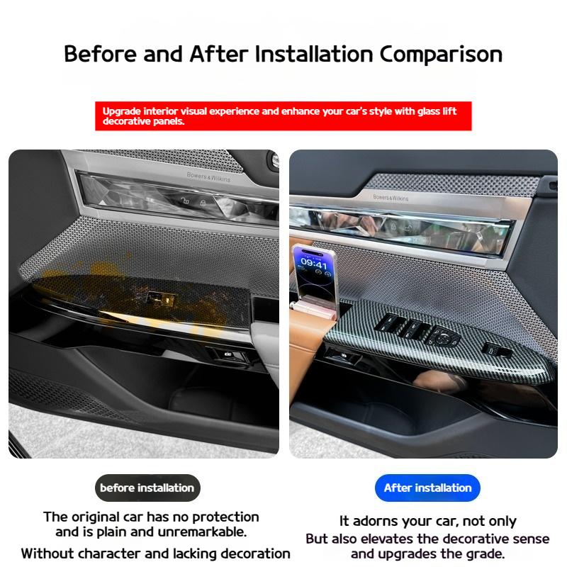 Für BMW 7er i7 G70 2025-2025 Auto ABS Kohlefaser vordere Türfenster-Knopfrahmen Hebefläche Auto-Innenzubehör